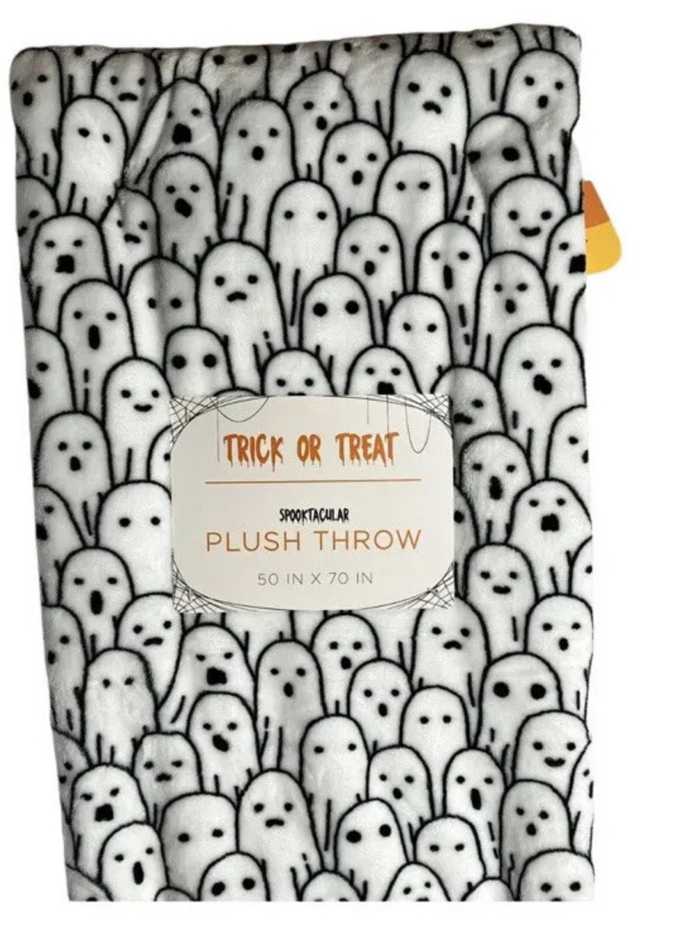 Trick or Treat Spooktacular White & Black Ghost Plush Throw